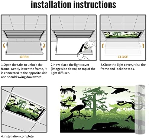 Tampas de luz fluorescentes para painéis de difusor de luz de teto-Jungle-fluorescente capas de luminosos para escritórios em sala de