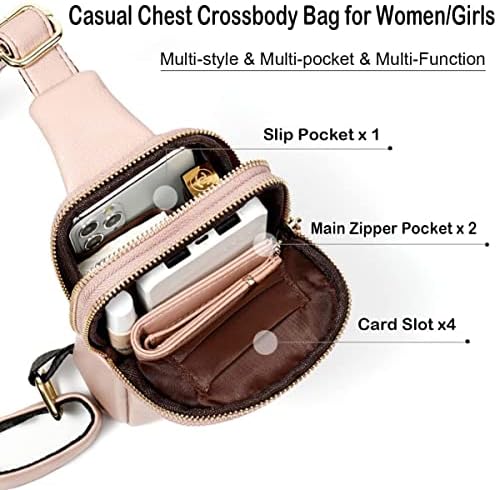Womens Crossbody Fanny Pack Sling bolsa de celular bolsa de couro casual casual sport satchel de peito para meninas