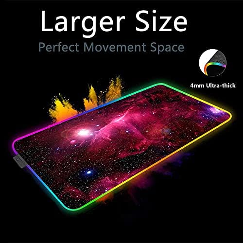 Mouse Pads Space Nebula Cenário RGB Gaming Mouse Mat Gamer Computador Lit Backlit LED de teclado LED de mesa grande 23,62 polegadas