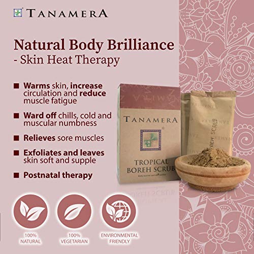 [Pacote de 3] Tanamera Tropical Boreh Scrub 6x20gm A terapia de calor natural aquece a pele aumentando a circulação reduz