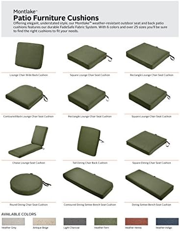 Acessórios clássicos de Montlake Fadesafe resistente à água 21 x 21 x 3 polegadas quadrado de assento ao ar livre, almofada