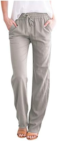 Calças de linho de algodão feminino meymia, 2023 Women Women Casual Cor Solid Color Alto Atenda Coloque Sorto Corte