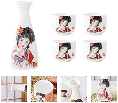 Aquecedores de xícara de café de hemotão 1 conjunto de saquê de cerâmica conjunto de cerâmica geisha tradicional de porcelana pintada de porcelana xícaras artesanato de vinhos drinques para chá de café