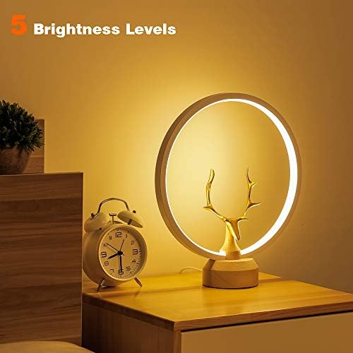 Lâmpada de mesa de madeira LONRISAWAY LED, Luz noturna de cabeceira do quarto, iluminação LED diminuída, decoração criativa