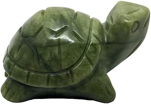 NELSON CREATIONS, LLC Tartaruga serpentina natural Jade Gemstone Animal Carving Charm Totem, 3 polegadas