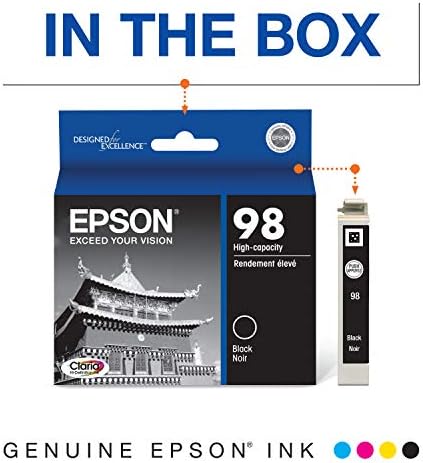 Epson T098 Claria Hi -Definition --ink Capacidade padrão preto --Cartridge para impressoras artesanais selecionadas Epson