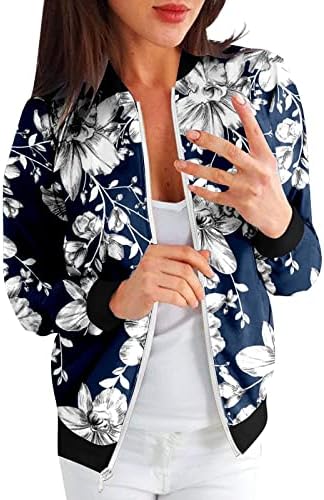 Jackets altas femininas femininas montes casaco solto zíper de manga longa clássica jaqueta floral estampada casual Outwear