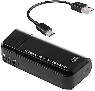 Success4sport portátil AA Battery Travel Charger trabalha para o Videocon Thunder+ One e o Recharger de Emergência com LED Light! [Preto]