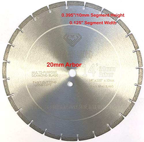 VTXMAX VSS 14 polegadas 20mm de 20 mm de corte seco ou molhado de propósito geral Power SAW Lâminas de diamante segmentadas para alvenaria de tijolos de pedra de concreto…