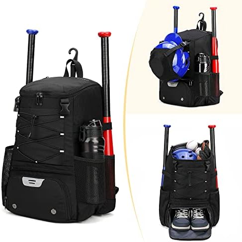 Ai en jiu softball bolsa, bolsa de beisebol para jovens meninas adultas, mochila de equipamento de beisebol leve com compartimento de sapatos, mochila de morcego com gancho de cerca para tball taco, capacete