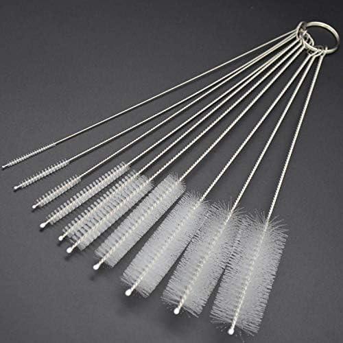 Brilhos de limpador de palha de bebida, limpador de tubo de tubo de nylon 8,2 polegadas 10 PCs PCs Aço inoxidável Reutilizável conjunto