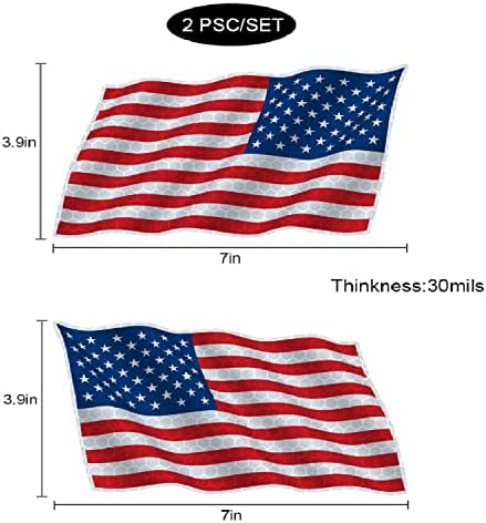 2 PCS Decalques de bandeira americana reflexiva, 7* 3,9 polegadas de adesivo patriótico de decoração de bandeira magnética