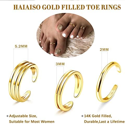 Haiíso 14k Gold thef -thue anéis de dedão ajustável anel de dedão para mulheres anéis de dedão fino