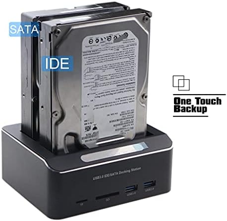 Trexd Bay Dual Bay USB 3.0 para SATA IDE DUCKING DO DISCA DE DISCURSO RUDO EXTERIAL COM CARTO DE CARTÃO DE 2 PORTA