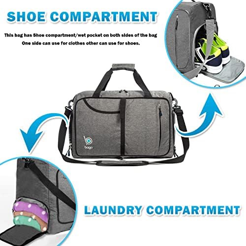Bolsa de ginástica BAGO para mulheres e homens - pequena bolsa esportiva embalável para mulheres - sacos de ginástica com compartimento de sapatos e bolso molhado