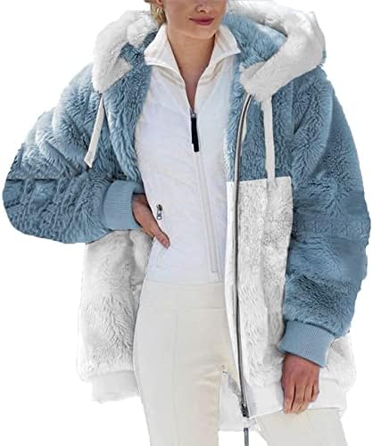 Awdenio Casacos de inverno para mulheres 2022 Espalhar o lã quente sobretudo botão de pelúcia de lapela de casaco sherpa com capuz