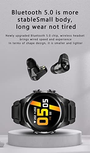 Rainbuvvy Smart Watch com fones de ouvido sem fio, Bluetooth de 1,3 polegadas 5.0 impermeabilizado e 2 em 1 TWS Bluetooth 5.1