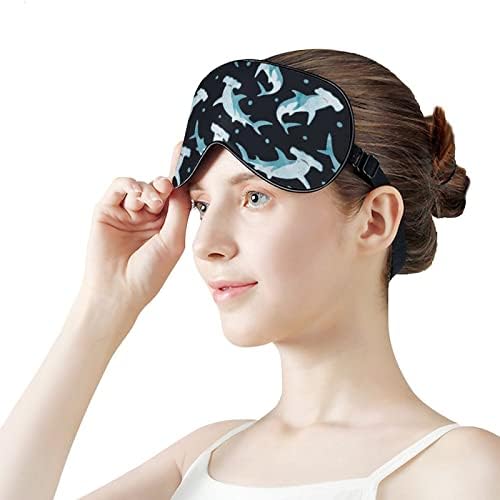 Funnystar Hammerhead Sharks in Night Soft Sleep Máscara Tampa para os olhos para dormir Blocos perfeitos leves com cinta ajustável