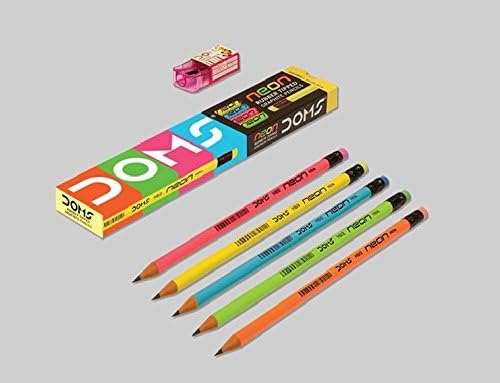 Lápis de grafite com ponta de borracha DOMS em cores neon 10 nos.