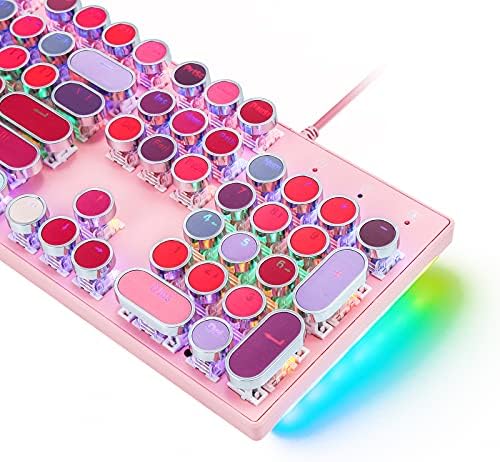 Teclado de jogo mecânico de K228, retroiluminado LED de arco -íris, interruptores vermelhos, estilo de máquina de escrever