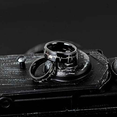 Voton 8mm Black Carbide Rings com batimentos cardíacos para homens Hight Quantity Engagement Bandas de casamento