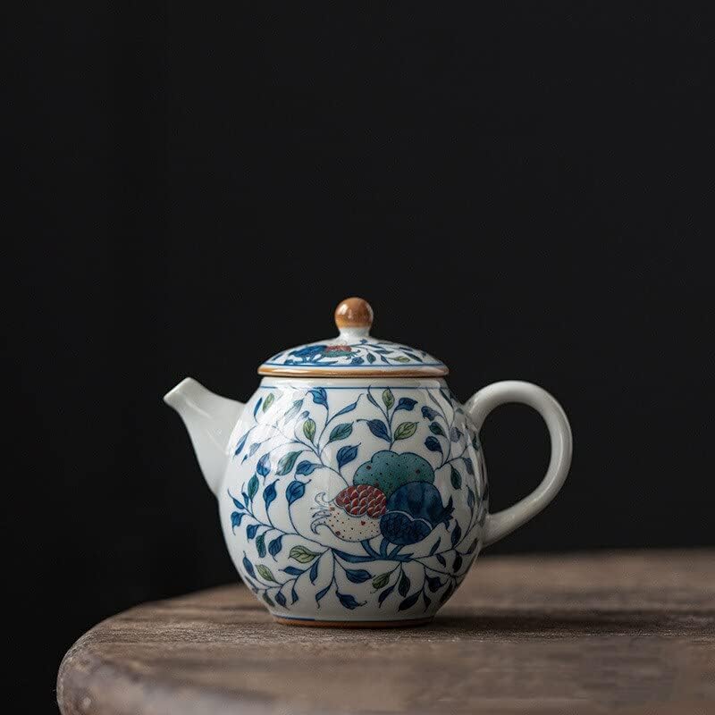 Videiras chaleira bel -romã de romã azul cerâmico e cerimônia de chá branco conjunto leite oolong the the guan yin jasmine