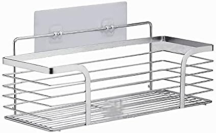 Prateleira do banheiro Tehsz Sem perfuração Rack de cozinha em aço inoxidável em aço inoxidável, para limpeza diária, colar firmemente, super pesagem, uma variedade de paredes pode ser instalada