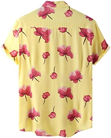 Camisas havaianas masculinas do ZDDO Button de manga curta no verão Floral Print Casual Turndown Loose Fit Beach Aloha