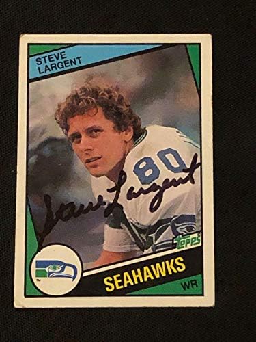 HOF STEVE LARGENT 1984 TOPPS assinado cartão autografado 196 Seattle Seahawks - Cartões de futebol autografados da NFL