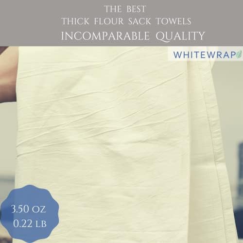 Toalhas de prato de saco de farinha de whitewrap | 28 ”x 28” | 50-PACK | Natural | 130 Toalhas de cozinha de algodão giradas