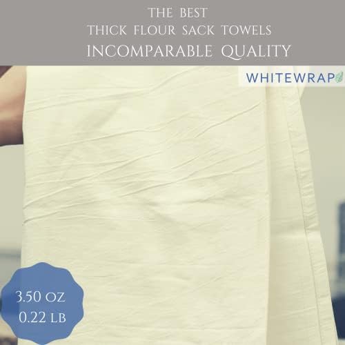 Toalhas de prato de saco de farinha de whitewrap | 28 ”x 28” | 50-PACK | Natural | 130 Toalhas de cozinha de algodão giradas de algodão giradas de 130 fios, toalhas de mão, toalhas de chá, toalhas de bar e panos de prato