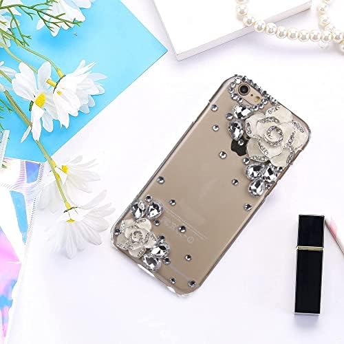 AS -ZEKE elegante capa de telefone compatível com Samsung Galaxy S22 6,1 polegada 2022, Bling Handmdae Series Camellia Flowers Design Girls Women Cober