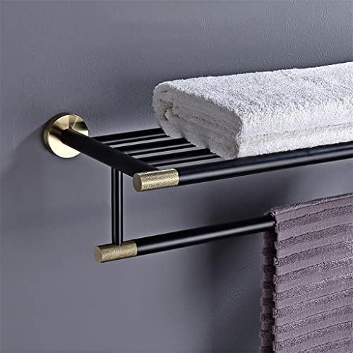 Slsfjlkj aço inoxidável Luz de luxo preto pingente de banheiro de ouro definido Hardware de rack de toalha de banheiro (cor: