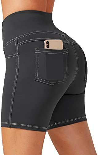 G4Free Biker Shorts para Mulheres 5 ”/8 Coloque High Running Shorts de ioga com bolsos traseiros para academia casual