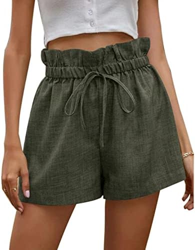 Tiaobug feminino casual feminino com cordão elástico short shorts de bolso de verão praia calça de lounge curta