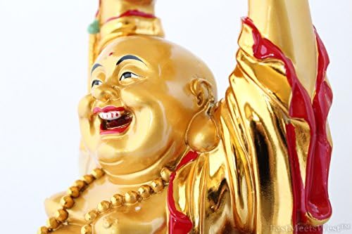 Luckygifts 17,5 enorme chinês chinês feng shui amor felicidade longevidade riqueza feliz rindo buda segura lingotes