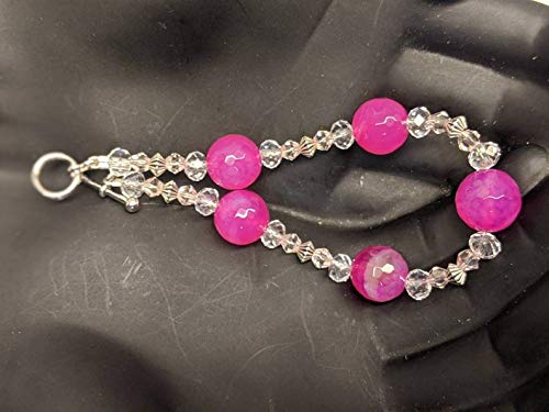 Cristal de pulseira rosa artesanal com contas | Jóias femininas | Presente para ela | Estilo hippie boho | Dia das mães