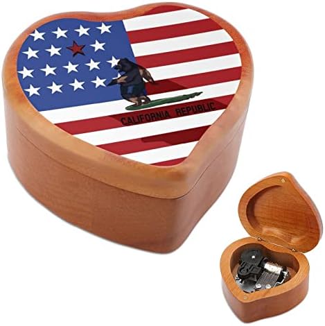 California Surf Bear Wood Music Box Vintage Wind Up Musical Boxes Gift for Christmas Birthday Birthday Dia dos Namorados Coração