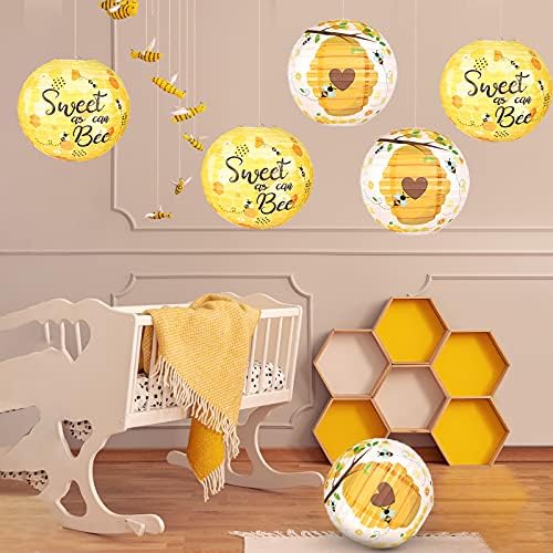 6 peças Bumble Honey Bee Paper Lanterns Party Holding Decoration Sweet, como pode abelhar lanternas redondas de favo