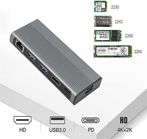 Xxxdxdp 1000m LAN 10Gbps USB C Tipo de cubo C 3.1 a M.2 NVME NGFF 4K 30Hz Acessórios de computadores de expansão USB para