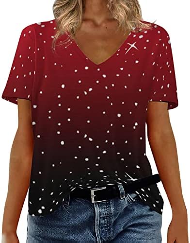 Camisa de manga longa para mulheres camisa feminina camisetas casuais tops de verão de manga curta v túnica de pescoço fofo mangas