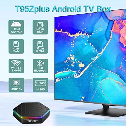 TOPIPRO T95Z Plus Android TV Box 12.0 Android 12 TV Box 4GB RAM 32 GB ROM H618 Suporte 2.4g/5.8g WiFi 6 Ethernet 100m Bluetooth