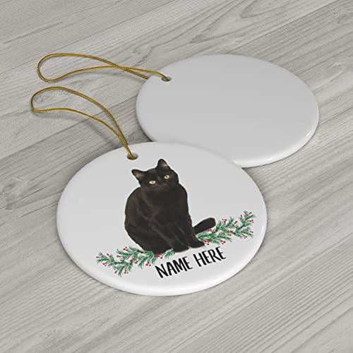 Nome personalizado engraçado Havana gato preto presentes 2023 Ornamentos de árvore de natal Ciramic Ciramic