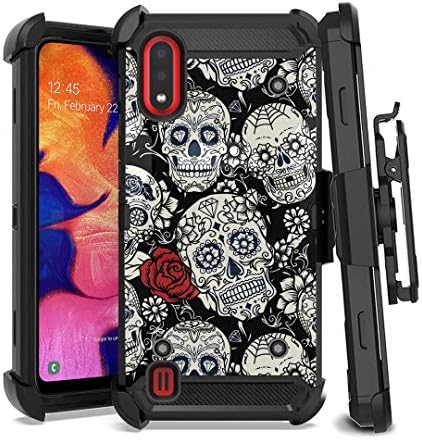 Ohiya Case Compatível com Galaxy A01 [Transformador híbrido Impact Rugged Kickstand Black Case Tampa com coldre de clipe de cinto] Para Samsung Galaxy A01 All Transpical Transputers