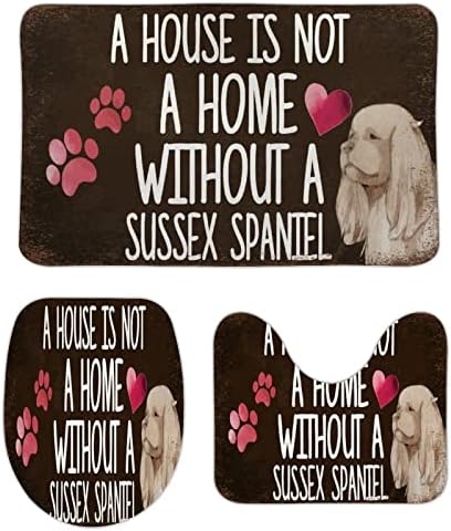 Uma casa não é uma casa sem um spaniel de Sussex, ferrugem, casa, estampas de pata, pêssego rosa, adorável, amor, coração, dizendo,