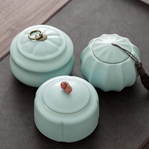 Jarra de armazenamento Cerâmica Lata de chá Jarros de armazenamento de cozinha Cerâmica Jarra de abóbora Cabinela de chá de porcelana