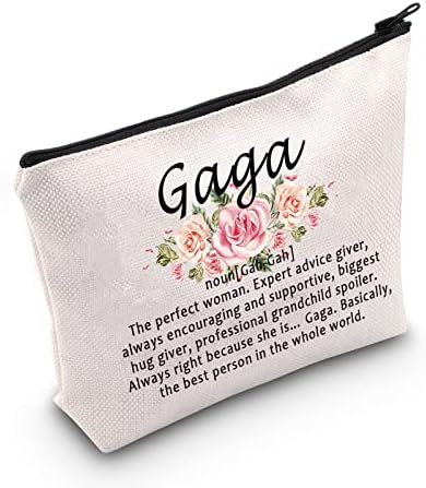 Bolsa de maquiagem cosmética Gaga Presente de apreciação da avó Bolsa de zíper da maquiagem Gaga para o presente do