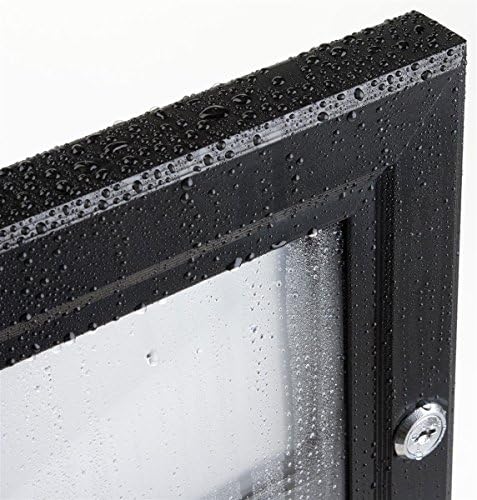 Superfície magnética resistente ao tempo, placa de aviso com porta de travamento aberta, montada na parede, estrutura de alumínio de acabamento preto, para uso interno ou externo