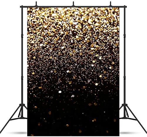 Wolada 5x7ft cenário de ouro Glitter Glitter Spots Gold Gold Ponto de cenário de cenário preto e dourado Cenário de cenário