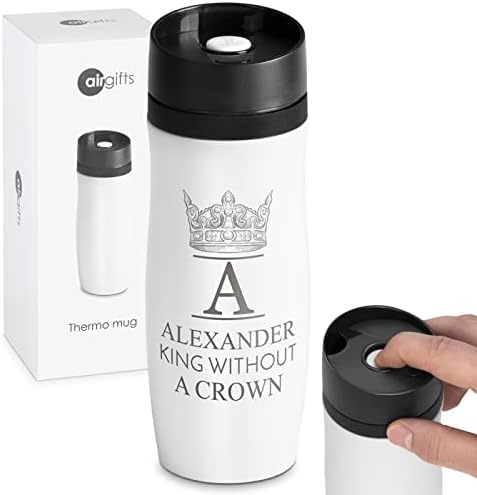 Caneca de viagem Maverton - Tumbler personalizado - Thermos de café e chá - Presente de café perfeito para homens - xícara isolada de aço inoxidável para ele - Presente gravado para amante de chá e café - Crown